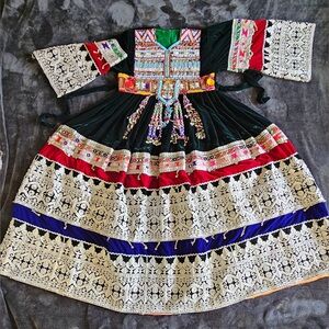 HANDMADE collar Colorful Embroidered Traditional Afghan Dress